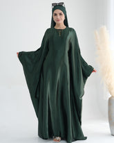 Shiny Satin Butterfly Abaya Dress